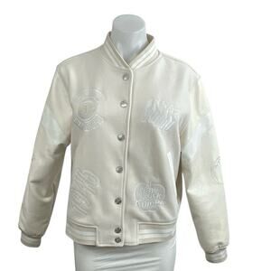 The Wild Collective New York Knicks Long Sleeve Varsity Bomber Coat Jacket Sz S